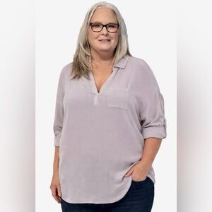 Torrid 2 Crinkle Gauze Collared Harper Georgette Pullover Blouse Torrid size 2